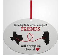 Luckluccy Personalized Christmas Ornament for Distant Friends and Family,Custom Ornament for Those Miles Apart,Close at Heart,Any Two States,2025 Christmas Ornament,Oval