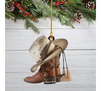 Luckluccy Personalized Cowboy Boots and Hat Christmas Ornament for Cowboy,Cowboy Cowgirl Horseback Riding Ornament,Horse Racing Ornament (Cowboy Boots)