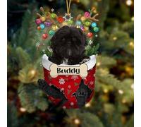 Luckluccy Personalized Dog Christmas Ornament 2025,Custom Black Shih Tzu in Snow Pocket Ornament,Dog Acrylic Shape Ornament Tree Decor,Gift for Dog Lovers,Dog Christmas Decor