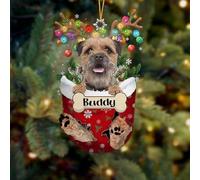 Luckluccy Personalized Dog Christmas Ornament 2025,Custom Border Terrier in Snow Pocket Ornament,Dog Acrylic Shape Ornament Tree Decor,Gift for Dog Lovers,Dog Christmas Decor