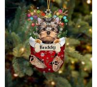 Luckluccy Personalized Dog Christmas Ornament 2025,Custom Yorkshire Terrier in Snow Pocket Ornament,Dog Acrylic Shape Ornament Tree Decor,Gift for Dog Lovers,Dog Christmas Decor