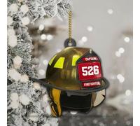 Luckluccy Personalized Firefighter Ornament Firefighter Helmet Ornament for Christmas Tree Firefighter Gift Customized for Husband Dad Grandpa