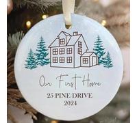 Luckluccy Personalized First Christmas in Our New Home Address Ornament,Custom House Address Ornament,Gift for Family,New Home Present 2025 CX03 01