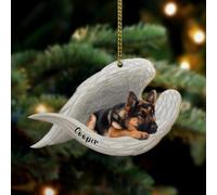 Luckluccy Personalized German Shepherd Dog Memorial Ornament,Pet Angel Wings,Loss Sympathy Gift,Remembrance Keepsake for Passing Away