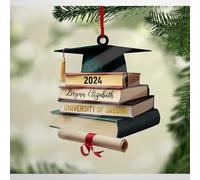Luckluccy Personalized Graduation Ornament,Graduation Cap with Books Ornament Gift,2025 College Gift 2025