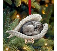 Luckluccy Personalized Husky Ornament,Custom Husky Dog Ornament with Angel Wing,Dog Christmas Ornaments