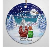 Luckluccy Personalized I Love You to The Moon and Back Ornament Nana Granddaughter Ornament Gift for Nana Grandparents Grandma for Christmas Tree Decor on Christmas