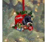 Luckluccy Personalized Labrador Retriever Christmas Ornament,Custom Black Labrador Dog in Hat,Acrylic Shape,Gift for Dog Lovers