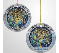 Luckluccy Personalized Memorial Christmas Ornaments for Loss of Loved One Remembrance Ceramic Ornament Bereavement Sympathy Gift Keepsake of Dad Mom Grandpa Grandma Xmas Tree Decorations