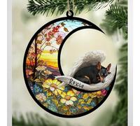 Luckluccy Personalized Miniature Pinscher 1 Dog Memorial Suncatcher,Miniature Pinscher 1 Christmas Ornament with Name,Pet Loss Catcher,Lovers Loss of Dog
