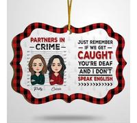 Luckluccy Personalized Partners in Crime,Best Friend Custom Ornament,Long Distance Gift,Christmas Friendship Keepsake