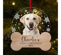 Luckluccy Personalized Pet's Photo First Christmas Acrylic Ornament,2025 Custom Dog 1st,Puppy Annual Xmas Gifts,Cat Dog Lovers Keepsake Tree,Fur Baby and Bone Family Friends,Fur Mom Dad,New Pet Owner