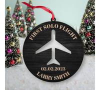 Luckluccy Personalized Pilot Flying Ornament,Customized Name & Date Wooden Airplane Flying Christmas Tree Ornaments,First Solo Flight Keepsake,Xmas 2025 Pilot Adventure Decorations Style 2