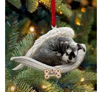 Luckluccy Personalized Schnauzer Ornament,Custom Schnauzer Dog Ornament with Angel Wing,Dog Christmas Ornaments
