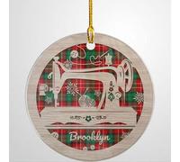 Luckluccy Personalized Sewing Ornament Custom Acrylic Sewing Machine Ornaments for Christmas Tree Quilting Keepsake Gifts for Quilters Xmas Tree Holiday Home Decoration Keepsake