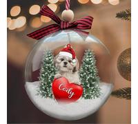 Luckluccy Personalized Shih Tzu Dog Christmas Hanging Acrylic Ornament,Custom Photo Ornaments,Xmas Ornaments 2025 Gifts for Dog Lovers
