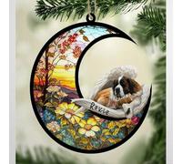 Luckluccy Personalized St Bernard_1 Dog Memorial Suncatcher,St Bernard_1 Christmas Ornament with Name,Pet Loss Catcher,Gifts for Dog Lovers Loss of Dog,St Bernard_1 Sleep on Haven
