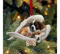 Luckluccy Personalized St Bernard 1 Ornament,Custom St Bernard 1 Dog Ornament with Angel Wing,Dog Christmas Ornaments,Dog Ornament 2025,Dog Christmas Ornament Shape Acrylic
