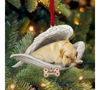 Luckluccy Personalized Yellow Labrador Ornament,Custom Yellow Labrador Dog Ornament with Angel Wing,Dog Christmas