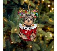 Luckluccy Pesonalized Yorkshire Terrier in Snow Pocket Ornament,Custom Name Yorkshire Terrier Ornament for Christmas Tree,Dog Christmas Ornament,Xmas Gifts for Dog Lover,Family,Friend