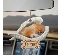 Luckluccy Pomeranian Sleeping Angel Ornament,Acrylic Personalized Dog Memorial,Gift for Pet Loss,Christmas Ornament Remembrance