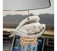 Luckluccy Samoyed Sleeping Angel Ornament,Car Ornament Acrylic Personalized Dog Memorial,Gift for Pet Loss,Dog Sympathy Remembrance Gift