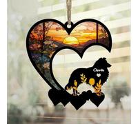 Luckluccy Shetland Sheepdog Sheltie Suncatcher,Personalized Shetland Sheepdog Sheltie Memorial with Name,Dog Loss Suncatcher,Dog Remembrance Gift,Dog Memorial Ornament,Loss of Dog Sympathy Gift