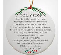 Luckluccy Son Never Forget How Much I Love You Ornament,to My Son Keepsake from Mom & Dad,Ceramic Hanging Christmas Ornament