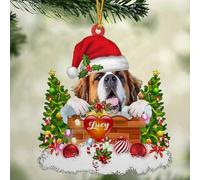 Luckluccy St. Bernard Dog in The Chimney Hanging Ornament Dog Christmas Ornament,Custom Dog Name Ornament,Personalized Dog Christmas Ornament,X mas Gift for Dog Lovers