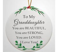 Luckluccy to My Granddaughter Christmas Ornament from Grandma and Grandpa,Granddaughter Christmas Ornament Keepsake 2025,Christmas Tree Hanging Ceramic Ornament