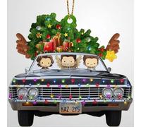 Luckluccy Vacation Printed Flat Wooden Ornament,Christmas Tree Keepsake,Natural Movie Ornament,Truck
