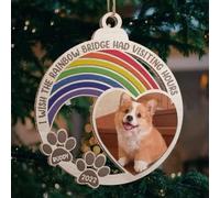 Luckluccy Wish The Rainbow Bridge Had Visiting Hours,Personalized Custom Round Shaped Wood Photo Christmas Ornament,Upload Image Pet Memorial Christmas Tree Ornaments Christmas Ornaments 2025