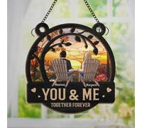 Luckluccy You & Me Together Forever Personalized Couple Suncatcher Ornament,Rustic Modern Wood Acrylic Suncatcher,Special Occasions Gift for Him & Her,Husband & Wife,Couples 2025