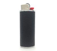 Lucklybestseller Metal Black Leather Lighter Case Cover Holder for BIC Full Size Lighter Type J6