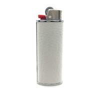 Lucklybestseller Metal Leather Lighter Case Cover Holder for BIC Full Size Lighter Type J6 White
