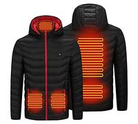 LUCKME Heated Jacket for Men,Heated Hoodie Coat Heating Warm Clothing USB Charging Electric Body Warmer 5 Heating Zones Hooded Jacket for Winter Outdoor Working Sports(No Power Bank)