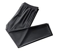 LUCKME Mens Jogging Bottoms Ice Silk Trousers Fitness Stretch Yoga Pant Lightweight Breathable Quick Dry Soft Sweatpants Compression Base Layer Sport Pants Black