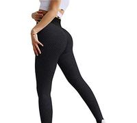 LUCKME Women Honeycomb Leggings Anti Cellulite Gym TikTok Leggings Butt Lift High Waist Tummy Control Stretch Sports Yoga Pants Fitness Trousers Slim Tights for Running Workout Black