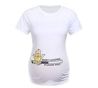 LUCKME Women Maternity Tops,Side Ruched Short Sleeve Pregnancy T-Shirt Crew Neck Funny Print Mama Nursing Clothes Tunic Blouse White