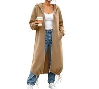 LUCKME Women's Long Zip Up Hoodie Oversized Fleece Cardigan with Pockets, Drawstring Hem Maxi Sweatshirt Coat Autumn Winter Outerwear