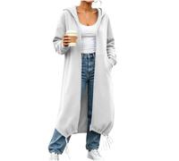 LUCKME Women's Long Zip Up Hoodie Oversized Fleece Cardigan with Pockets, Drawstring Hem Maxi Sweatshirt Coat Autumn Winter Outerwear