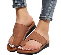 LUCKME Women's Slide Sandals Clip Toe Orthopedic Premium Toe Corrector Bunion Comfy Wedge Sliders Wide Fit Summer Beach Slipper Shoes