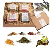 Lucknel Handmade Natural Soaps - Single (4 Pack - For Normal Skin - Lavender & Pink Clay, Chamomile & Dead Sea Mud, Tea Tree Oil & Herbs, Geranium & Hibiscus)