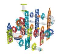 Lucknel Magnetic Marble Run - 120-Piece Construction Game with Light Elements - Sticker Sheet - Montessori STEM Educational Toy - for Children from 3 Years - Creative Game