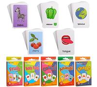 LUCKNIGHT 180 Pcs Educational Flash Cards, 5 Pack Preschool Learning Animals Colour Shape Fruits Body Parts Card for Toddlers Kids Children Baby Early Flashcards (36Pcs/Pack), 4.6 x 3.0 Inch (FN-143)