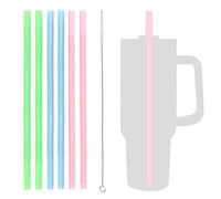 LUCKNIGHT 6Pcs Replacement Straws Stanley Adventure Travel Tumbler, Silicone Straws Compatible with Stanley 20/30/40 oz Stanley Tumbler, Straws with Cleaning Brush (Pink Blue Green) (FNB6454A001UK)