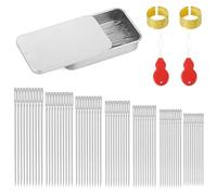 LUCKNIGHT 70 PCS Sewing Needles, Embroidery Needles, Cross Stitch Needles, Includes 2 Thread Pullers and 2 Thimbles Suitable for Sewing, Knitting, Mending, Crocheting, and Tapestry Making