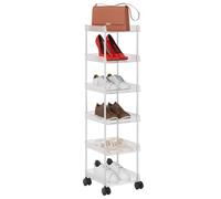 LUCKNOCK 6-Tier Vertical Shoe Rack with Wheels, Space Saving Slim Shoe Organizer for Entryway, Closet, Dorm, Small Spaces, Freestanding Stackable Shoe Shelf for Sneakers, Boots & Heels.