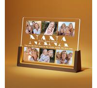 LUCKOR Customised Christmas Birthday Gifts for Grandma Nana - Personalised Night Light with Acrylic Plaque, Customized Thoughtful Gifts with Photos from Grandchildren, Great Grandma Xmas Gifts Ideas