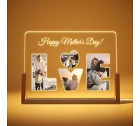 LUCKOR Mother's Day Gifts for Mum, Personalised Night Light with Photo Text Acrylic Plaque, Customized Presents from Daughter Son, Photos Gift for Mum, Mothers Day Birthday Gifts Ideas for Mummy